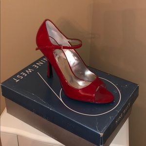 Red patent leather heels